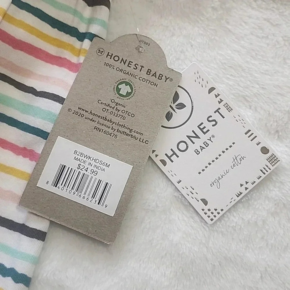 Honest Baby 2-Pack Rompers, Pink/ Blue/Stripes, 3-6 Mos, NWT - Picture 10 of 13